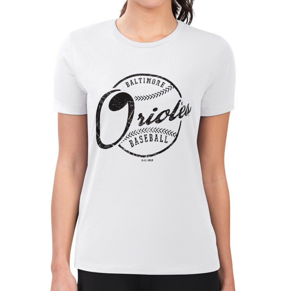 Baltimore Orioles G-III 4Her by Carl Banks Women's Super-Slim Fit Lightweight Distressed Baseball Team T-Shirt - MLB