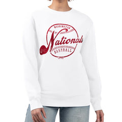 Washington Nationals G-III 4Her by Carl Banks Women's Distressed Baseball Team Fleece Pullover Sweatshirt - MLB