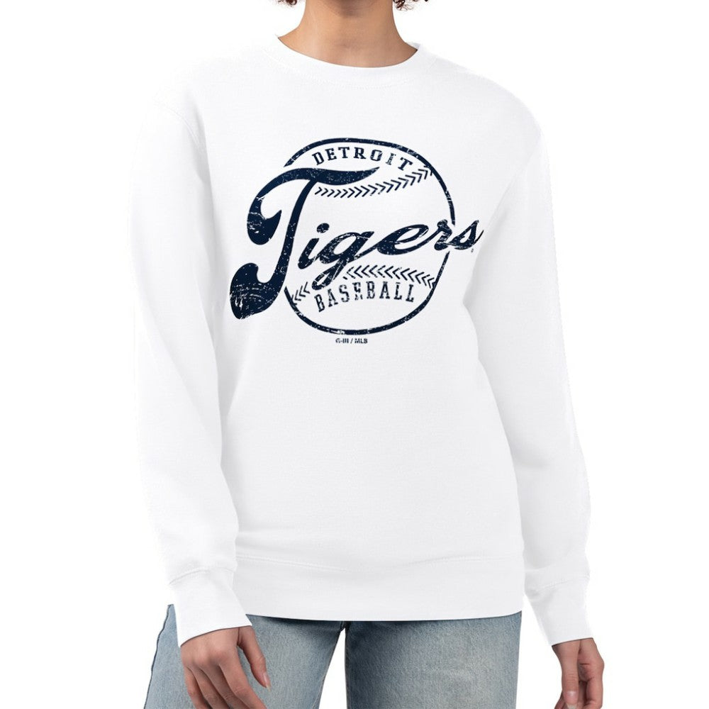 Detroit Tigers G-III 4Her by Carl Banks Women's Distressed Baseball Team Fleece Pullover Sweatshirt - MLB