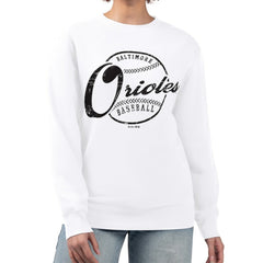 Baltimore Orioles G-III 4Her by Carl Banks Women's Distressed Baseball Team Fleece Pullover Sweatshirt - MLB