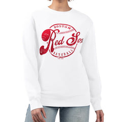 Boston Red Sox G-III 4Her by Carl Banks Women's Distressed Baseball Team Fleece Pullover Sweatshirt - MLB