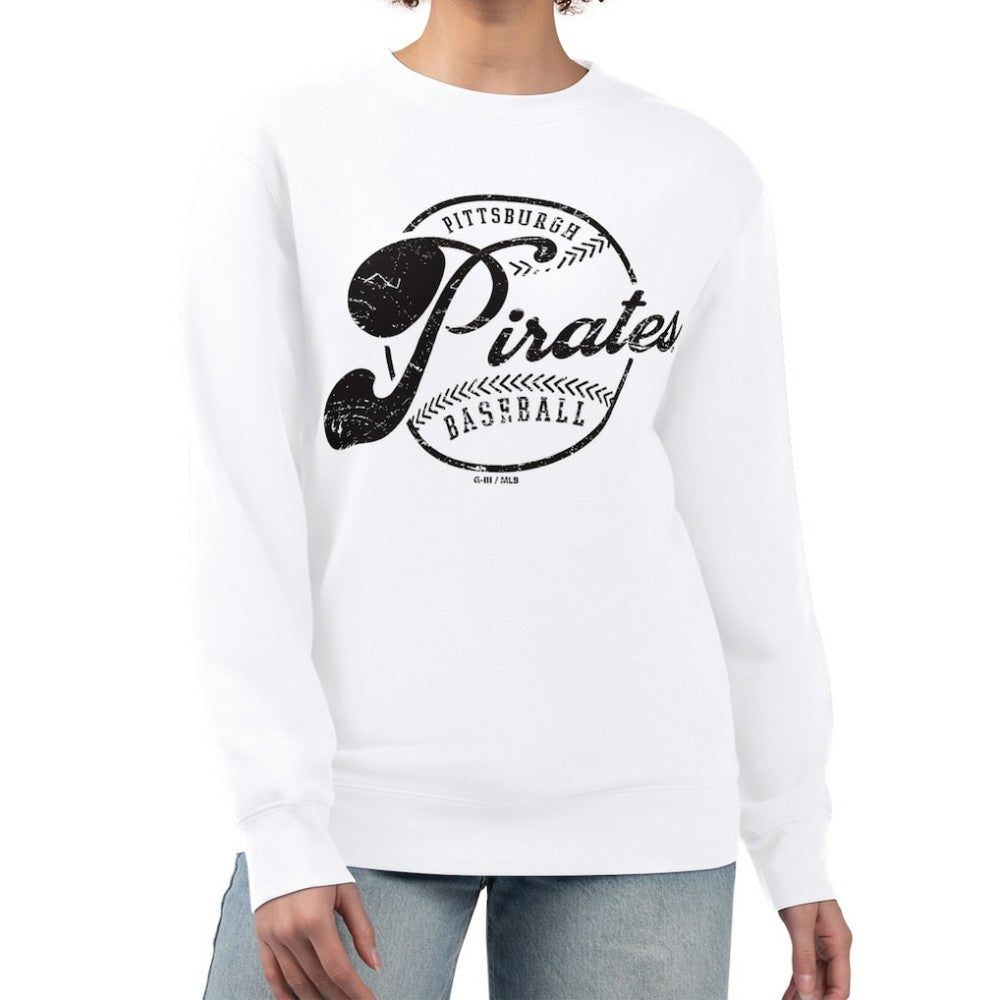 Pittsburgh Pirates G-III 4Her by Carl Banks Women's Distressed Baseball Team Fleece Pullover Sweatshirt - MLB