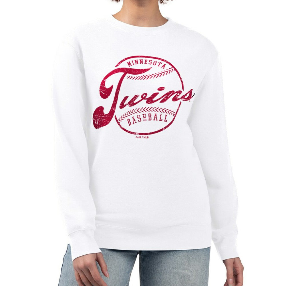 Minnesota Twins G-III 4Her by Carl Banks Women's Distressed Baseball Team Fleece Pullover Sweatshirt - MLB