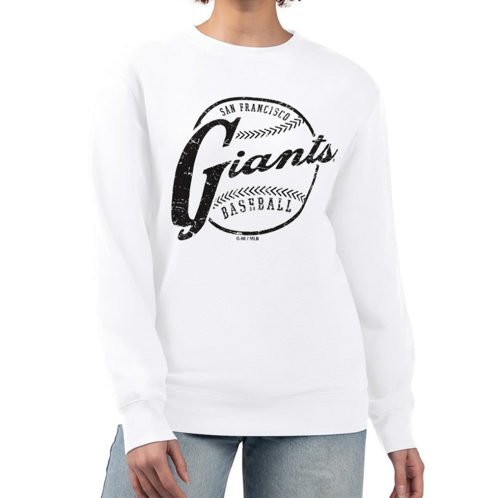 San Francisco Giants G-III 4Her by Carl Banks Women's Distressed Baseball Team Fleece Pullover Sweatshirt - MLB