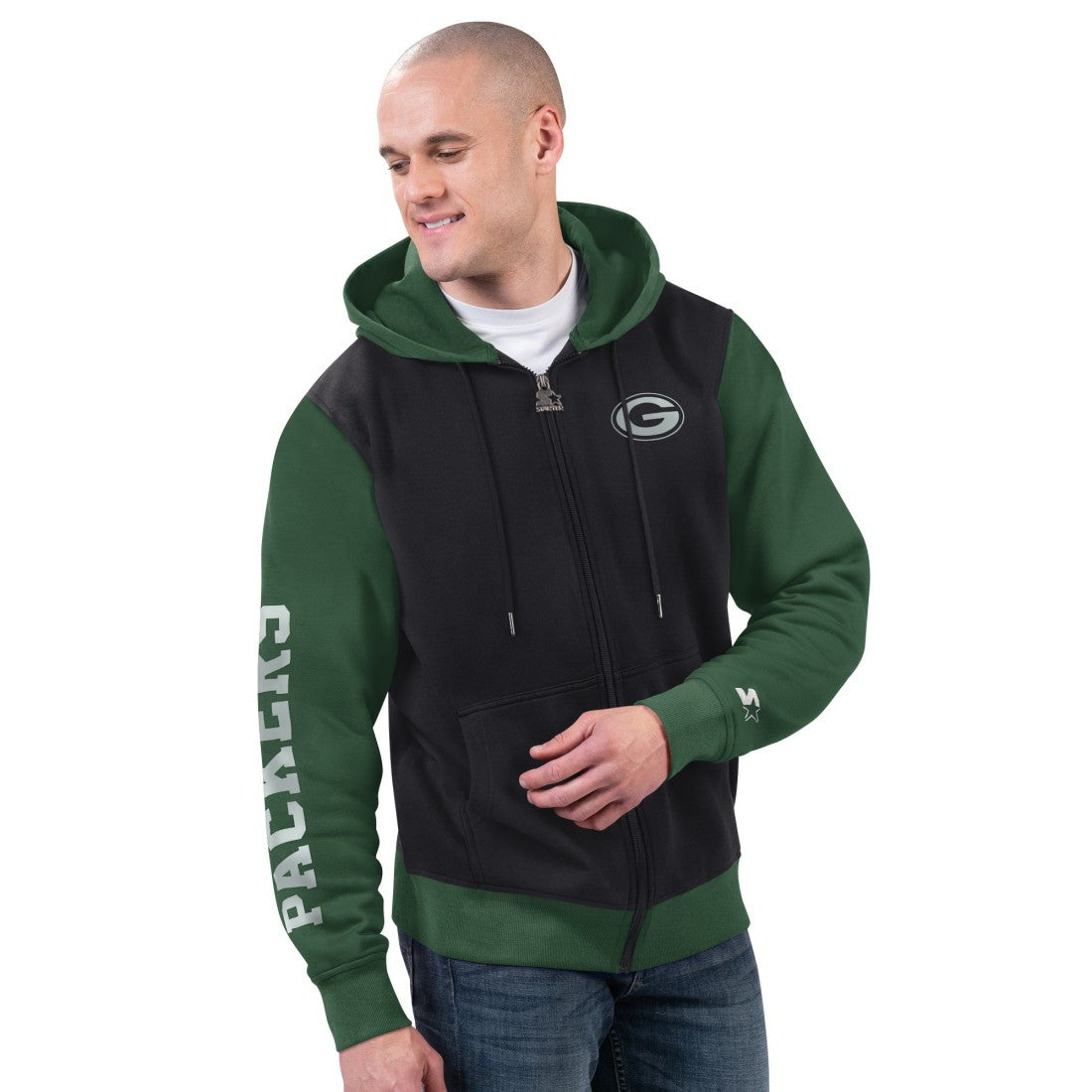 Green Bay Packers Starter Thursday Night Gridiron Full-Zip Hoodie Black/Green | NFL
