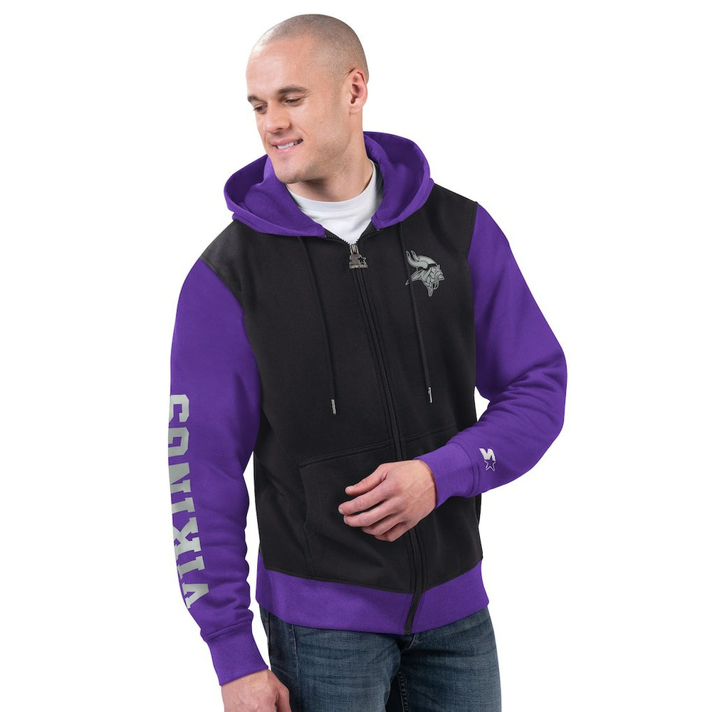 Minnesota Vikings Starter Thursday Night Gridiron Full-Zip Hoodie Black/Purple | NFL