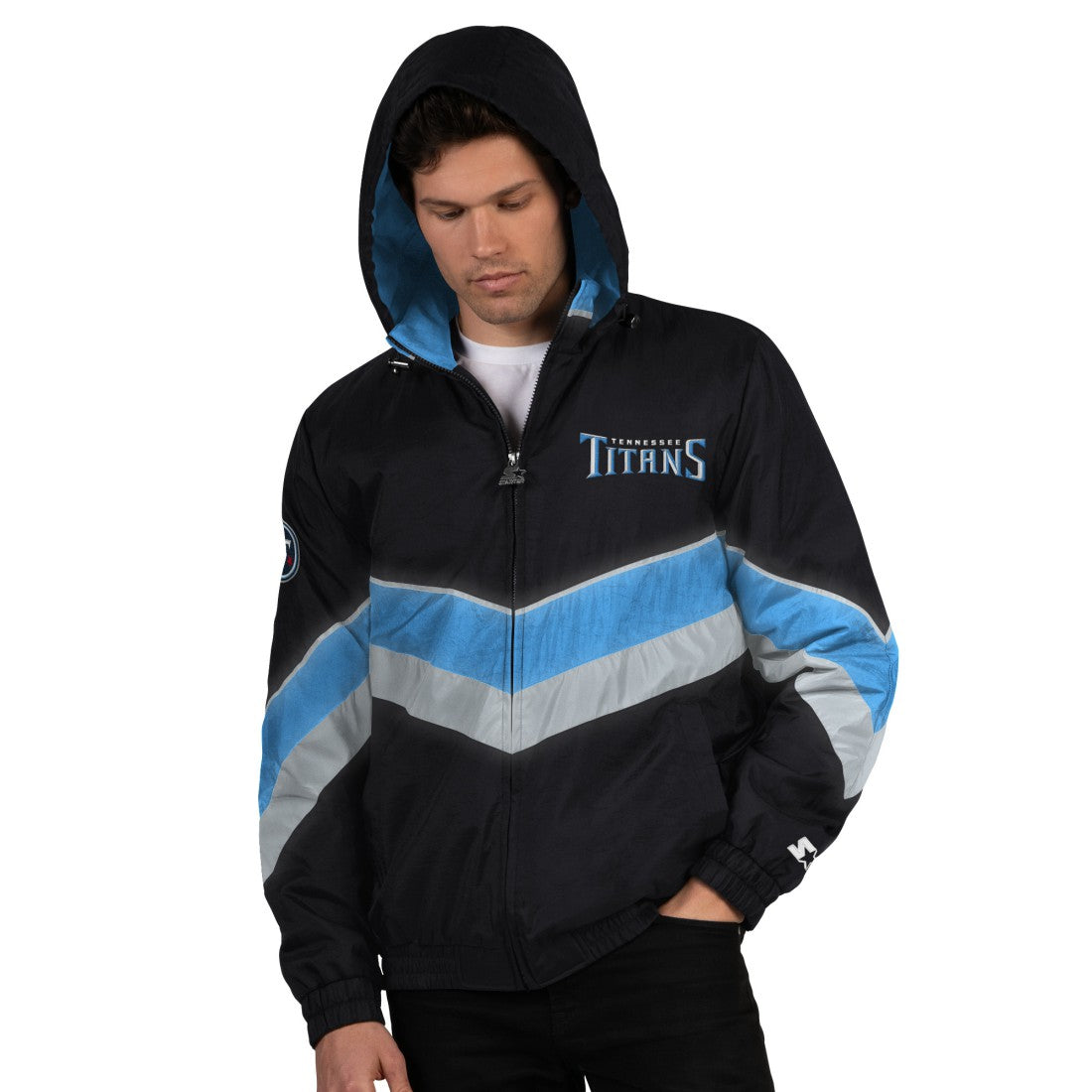 Tennessee Titans Starter Thursday Night Gridiron Full-Zip Jacket Black/Light Blue | NFL