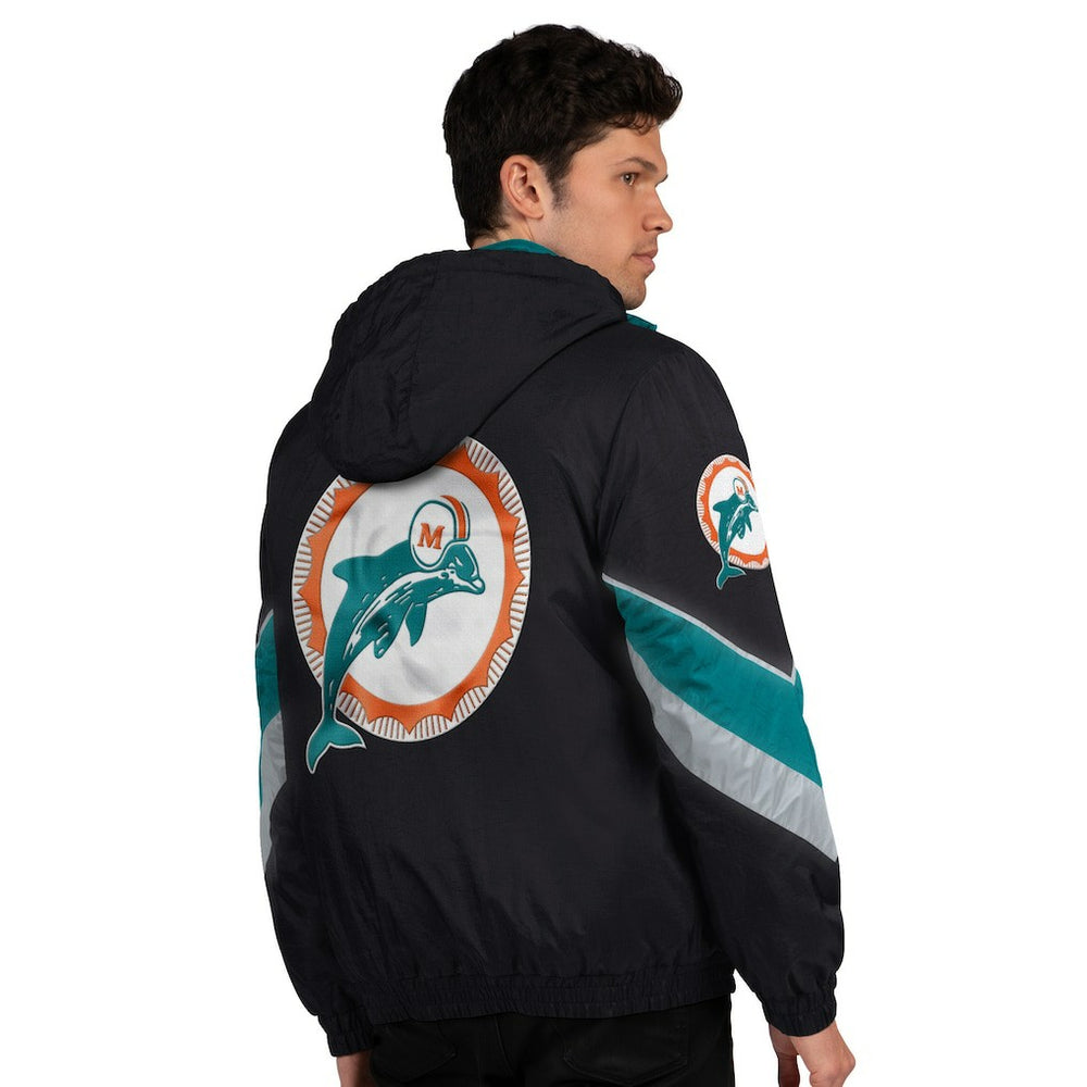 Miami Dolphins Starter Thursday Night Gridiron Vintage Logo Full-Zip Hoodie Black | NFL