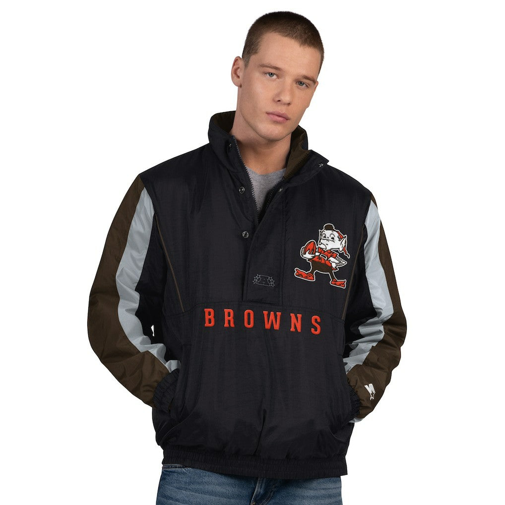 Cleveland Browns Starter Thursday Night Gridiron Vintage Logo Half-Zip Jacket Black | NFL