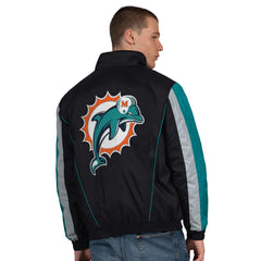Miami Dolphins Starter Thursday Night Gridiron Vintage Logo Half-Zip Jacket Black | NFL