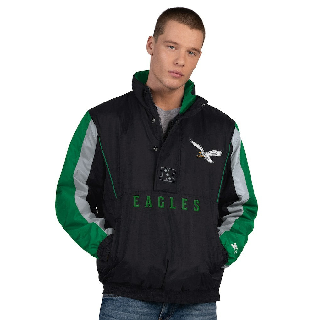 Philadelphia Eagles Starter Thursday Night Gridiron Vintage Logo Half-Zip Jacket Black | NFL