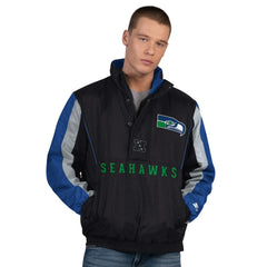 Seattle Seahawks Starter Thursday Night Gridiron Vintage Logo Half-Zip Jacket Black | NFL