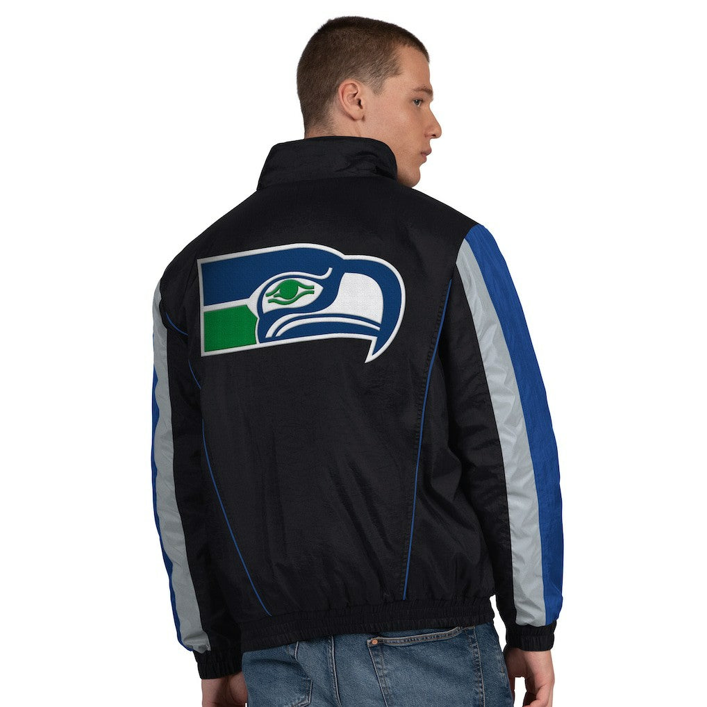 Seattle Seahawks Starter Thursday Night Gridiron Vintage Logo Half-Zip Jacket Black | NFL
