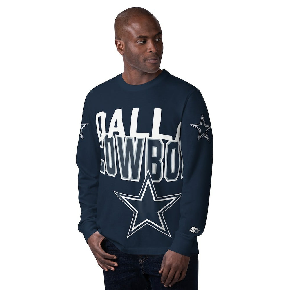 Dallas Cowboys Starter Clutch Hit Long Sleeve T-Shirt Navy | NFL