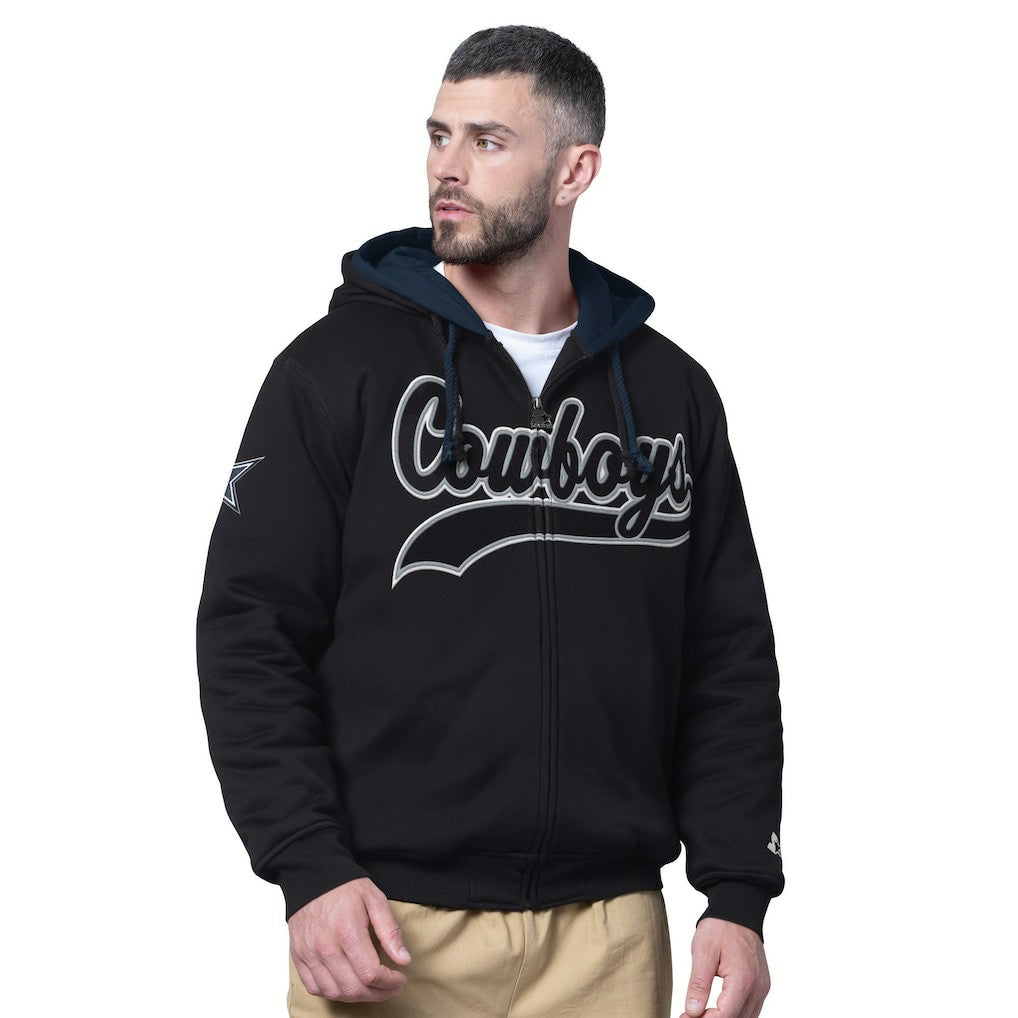 Dallas Cowboys Starter Big Shot Full-Zip Double Hoodie Black | NFL
