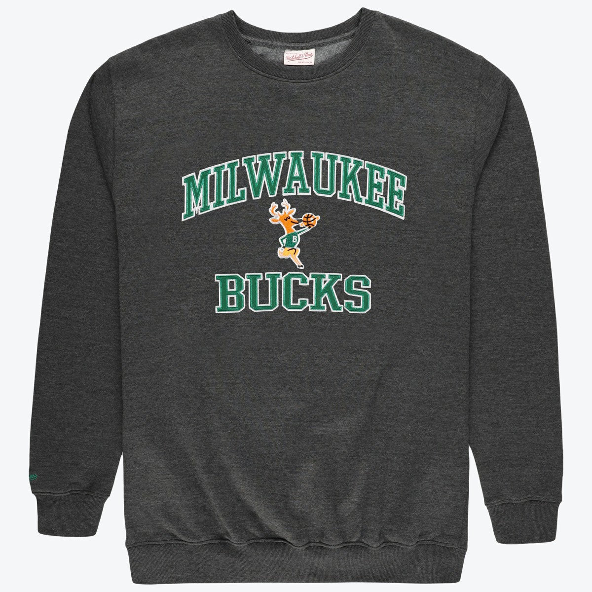 Milwaukee Bucks Hardwood Classics Big & Tall Crewneck Sweatshirt Heather Charcoal - NBA
