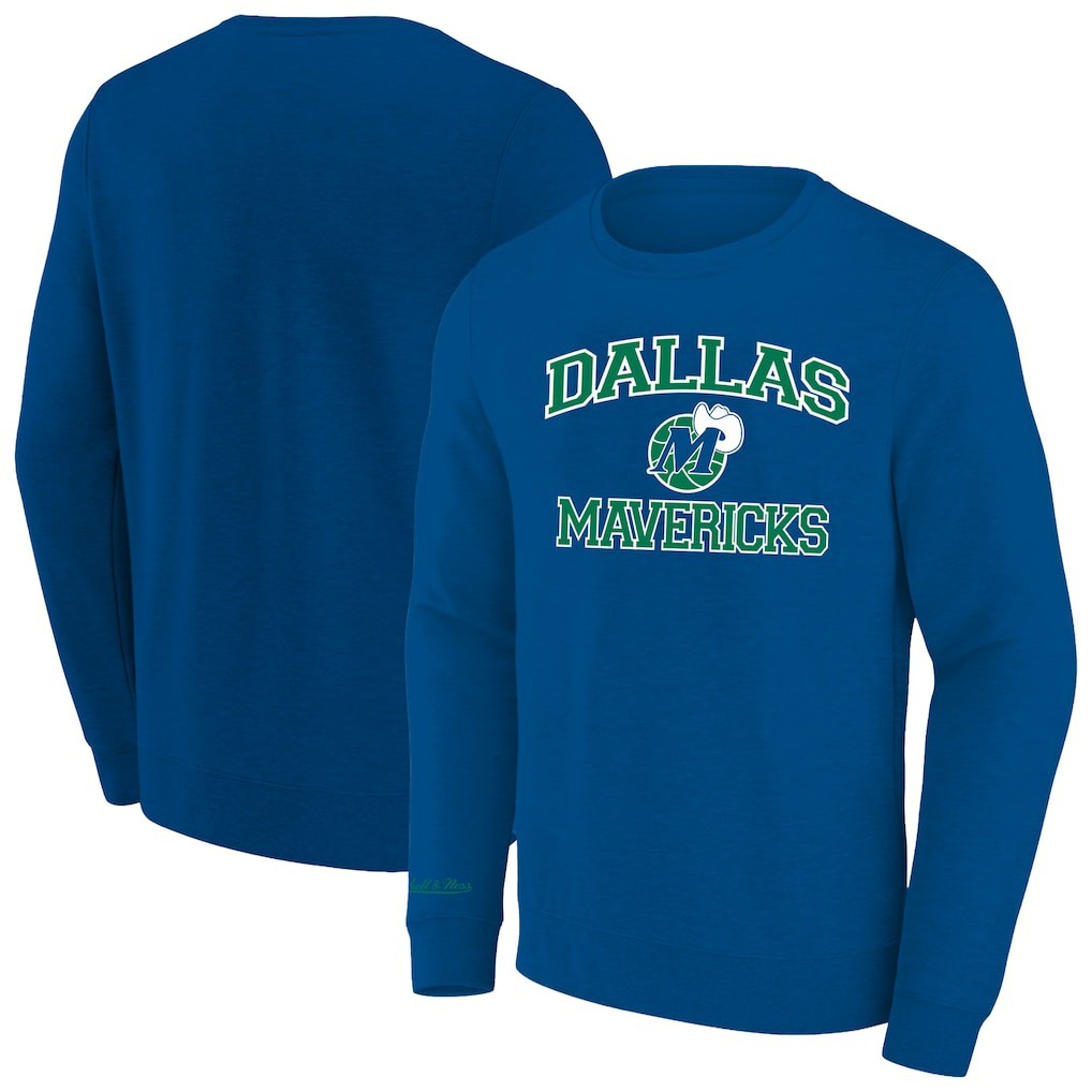 Dallas Mavericks Hardwood Classics Big & Tall Crewneck Sweatshirt Heather Blue - NBA