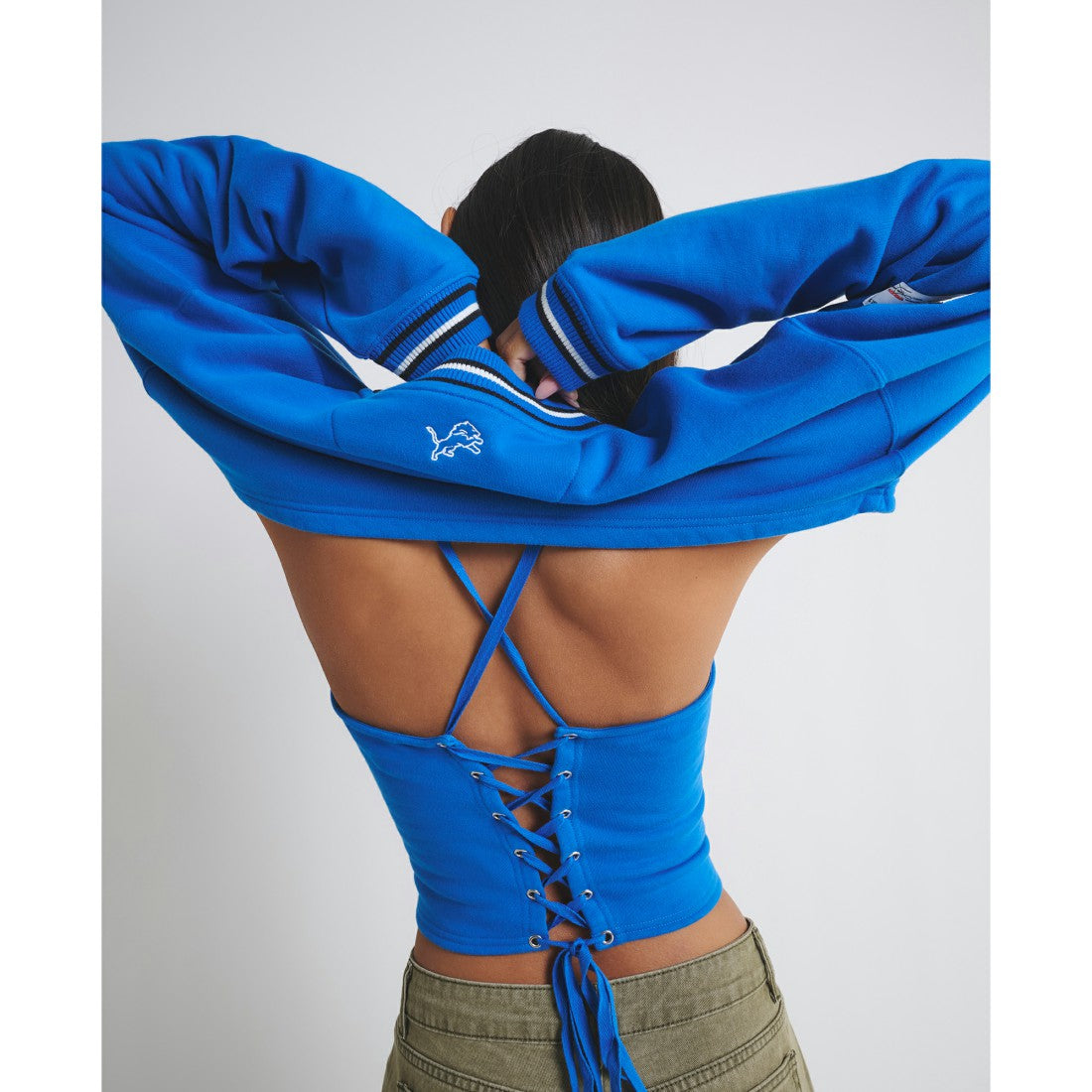 Detroit Lions Off Season Women's Fleece Shrug Cami Blue | NFL