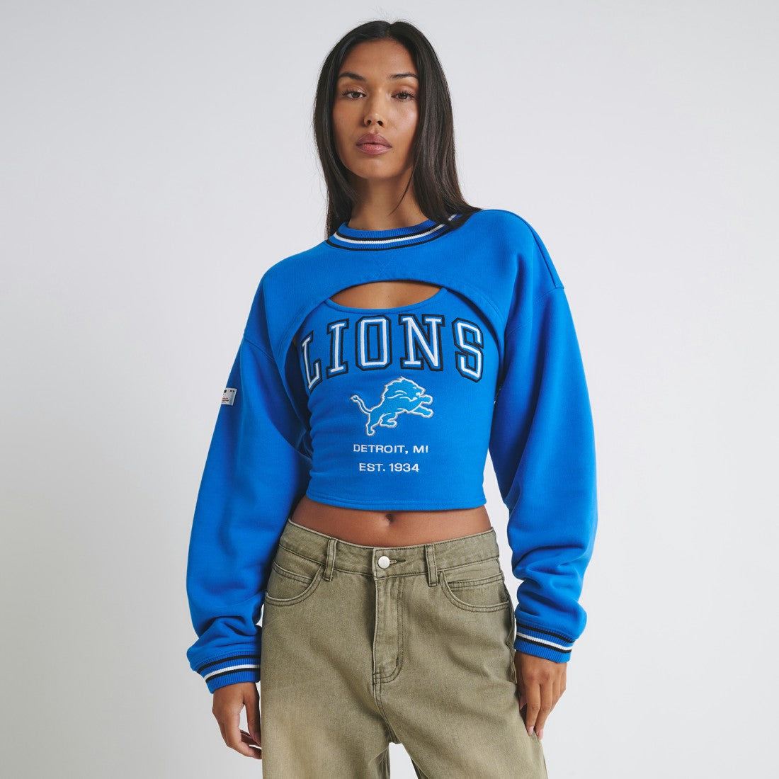 Detroit Lions Off Season Women's Fleece Shrug Cami Blue | NFL