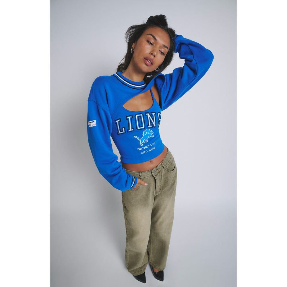 Detroit Lions Off Season Women's Fleece Shrug Cami Blue | NFL