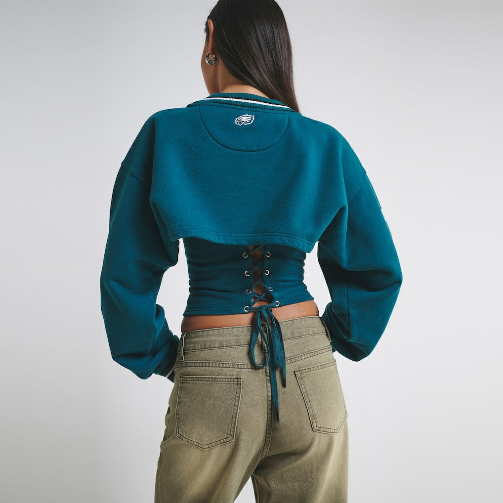 Philadelphia Eagles Off Season Women's Fleece Shrug Cami Midnight Green | NFL