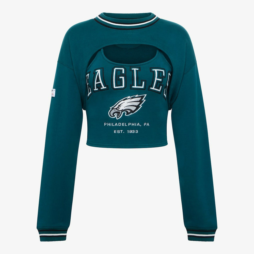 Philadelphia Eagles Off Season Women's Fleece Shrug Cami Midnight Green | NFL