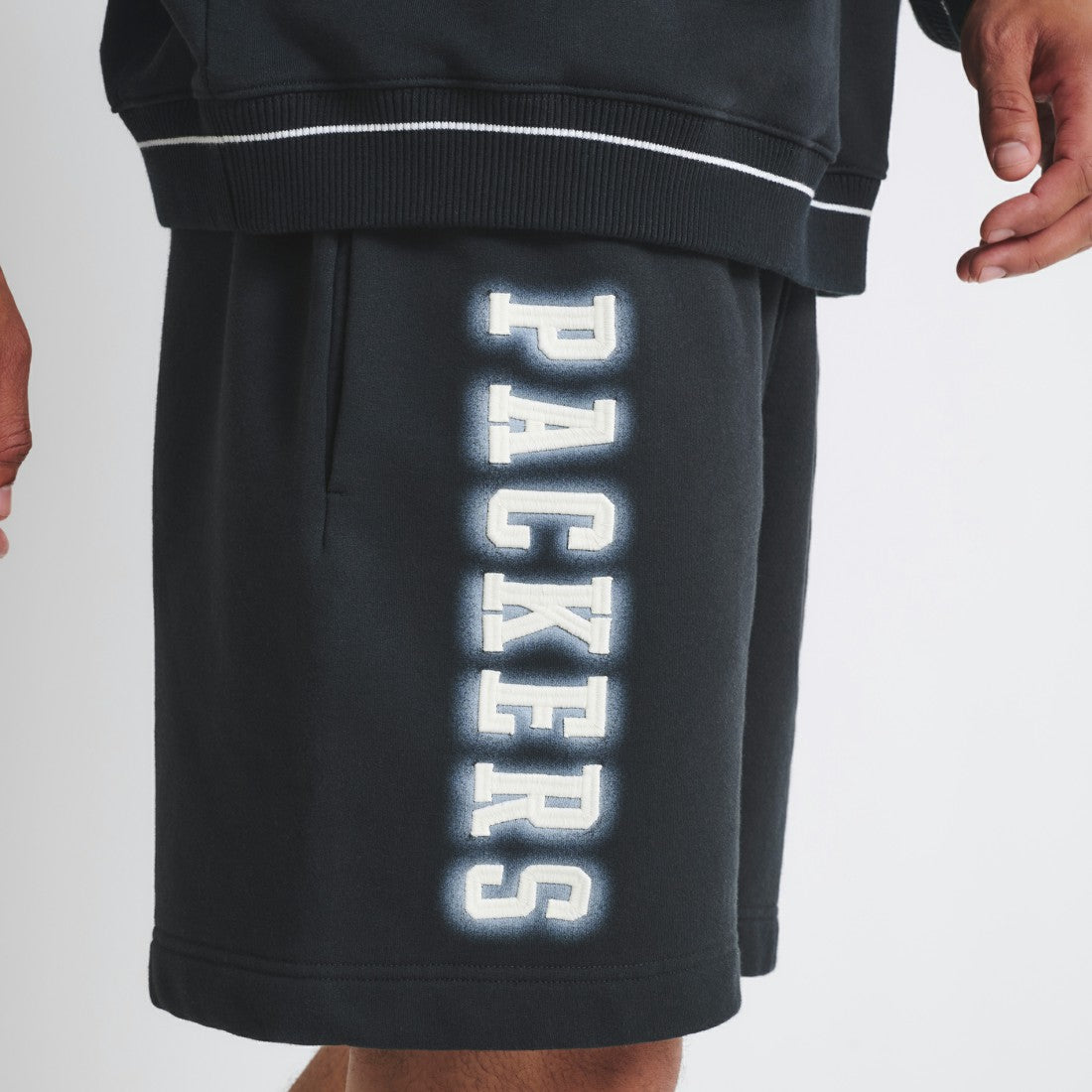 Green Bay Packers Off Season Unisex Fleece Shorts Black | NFL
