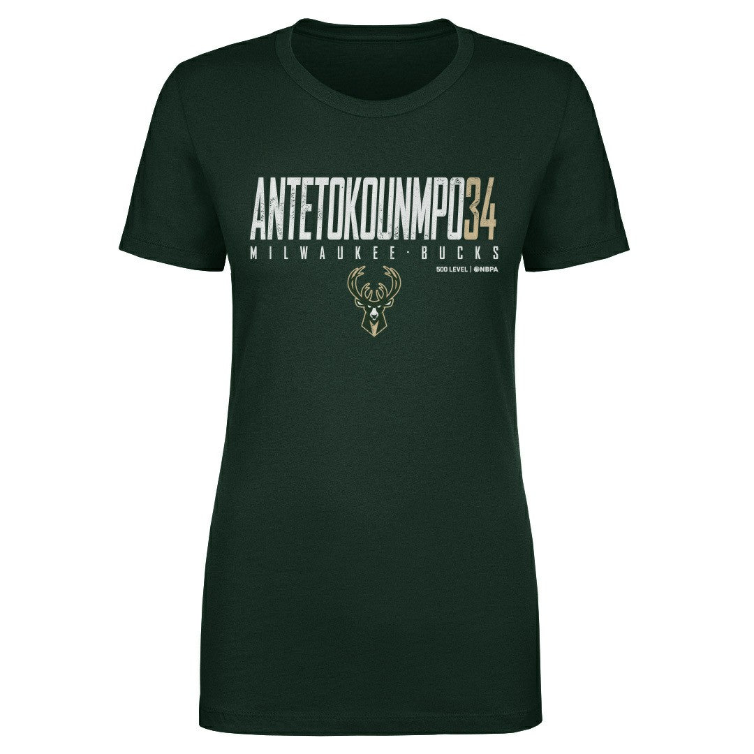 Giannis Antetokounmpo Milwaukee Bucks 500 Level Women's Elite T-Shirt Hunter Green - NBA