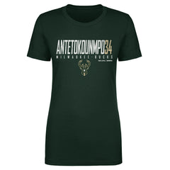 Giannis Antetokounmpo Milwaukee Bucks 500 Level Women's Elite T-Shirt Hunter Green - NBA