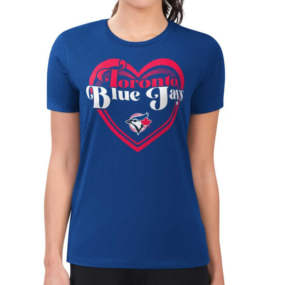 Toronto Blue Jays G-III 4Her by Carl Banks Women's Super-Slim Fit Lightweight Double Heart T-Shirt - MLB