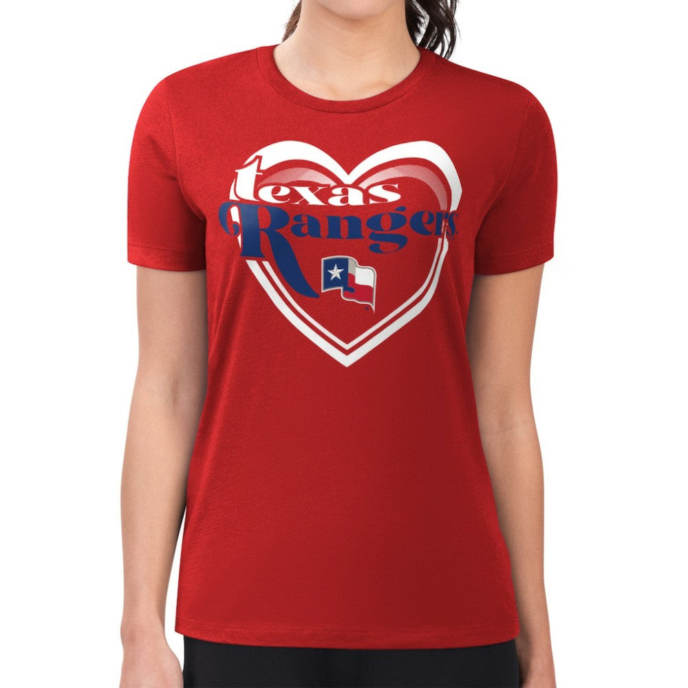 Texas Rangers G-III 4Her by Carl Banks Women's Super-Slim Fit Lightweight Double Heart T-Shirt - MLB