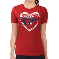 Texas Rangers G-III 4Her by Carl Banks Women's Super-Slim Fit Lightweight Double Heart T-Shirt - MLB