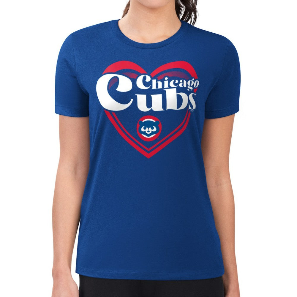 Chicago Cubs G-III 4Her by Carl Banks Women's Super-Slim Fit Lightweight Double Heart T-Shirt - MLB