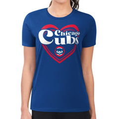 Chicago Cubs G-III 4Her by Carl Banks Women's Super-Slim Fit Lightweight Double Heart T-Shirt - MLB