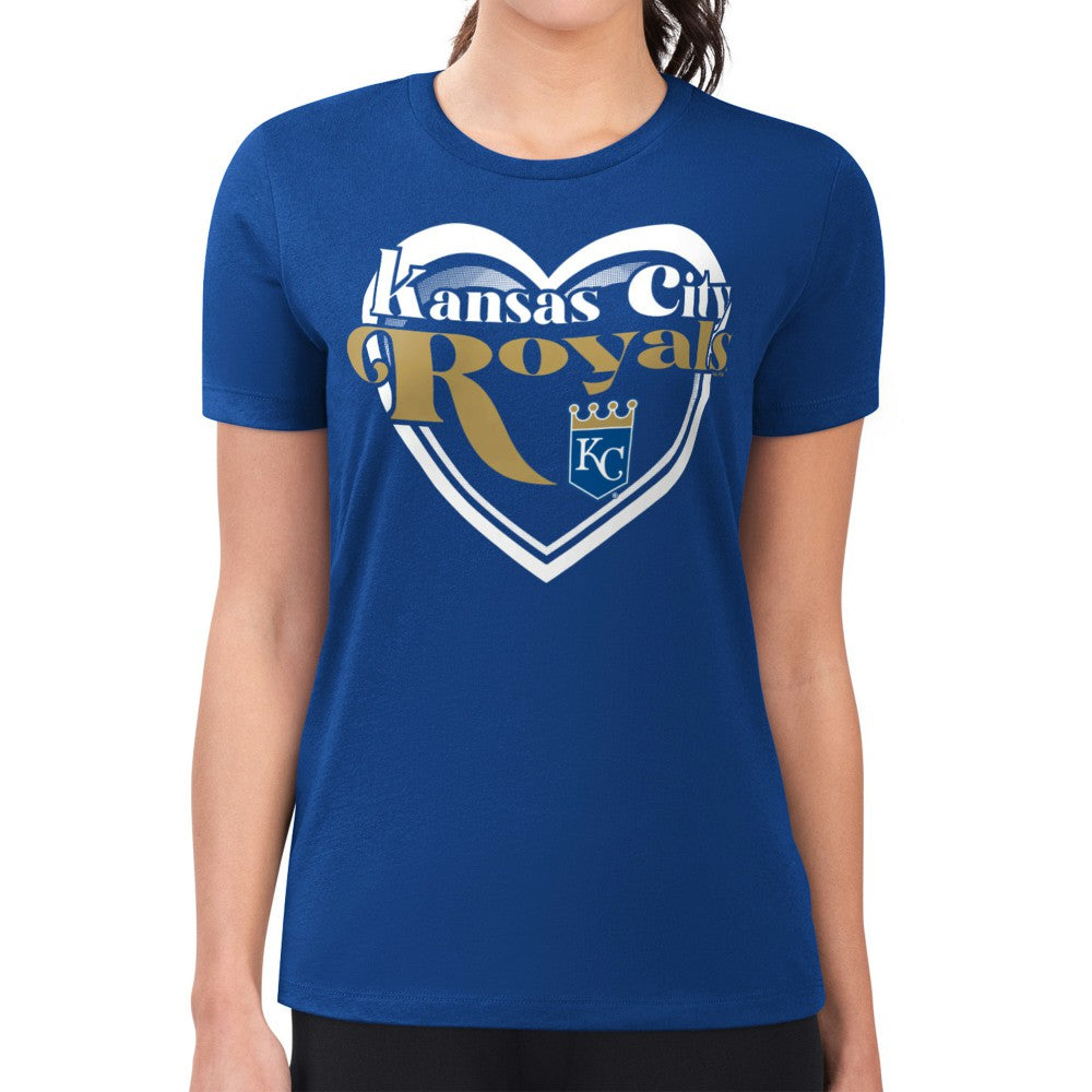 Kansas City Royals G-III 4Her by Carl Banks Women's Super-Slim Fit Lightweight Double Heart T-Shirt - MLB