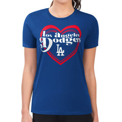 Los Angeles Dodgers G-III 4Her by Carl Banks Women's Super-Slim Fit Lightweight Double Heart T-Shirt - MLB