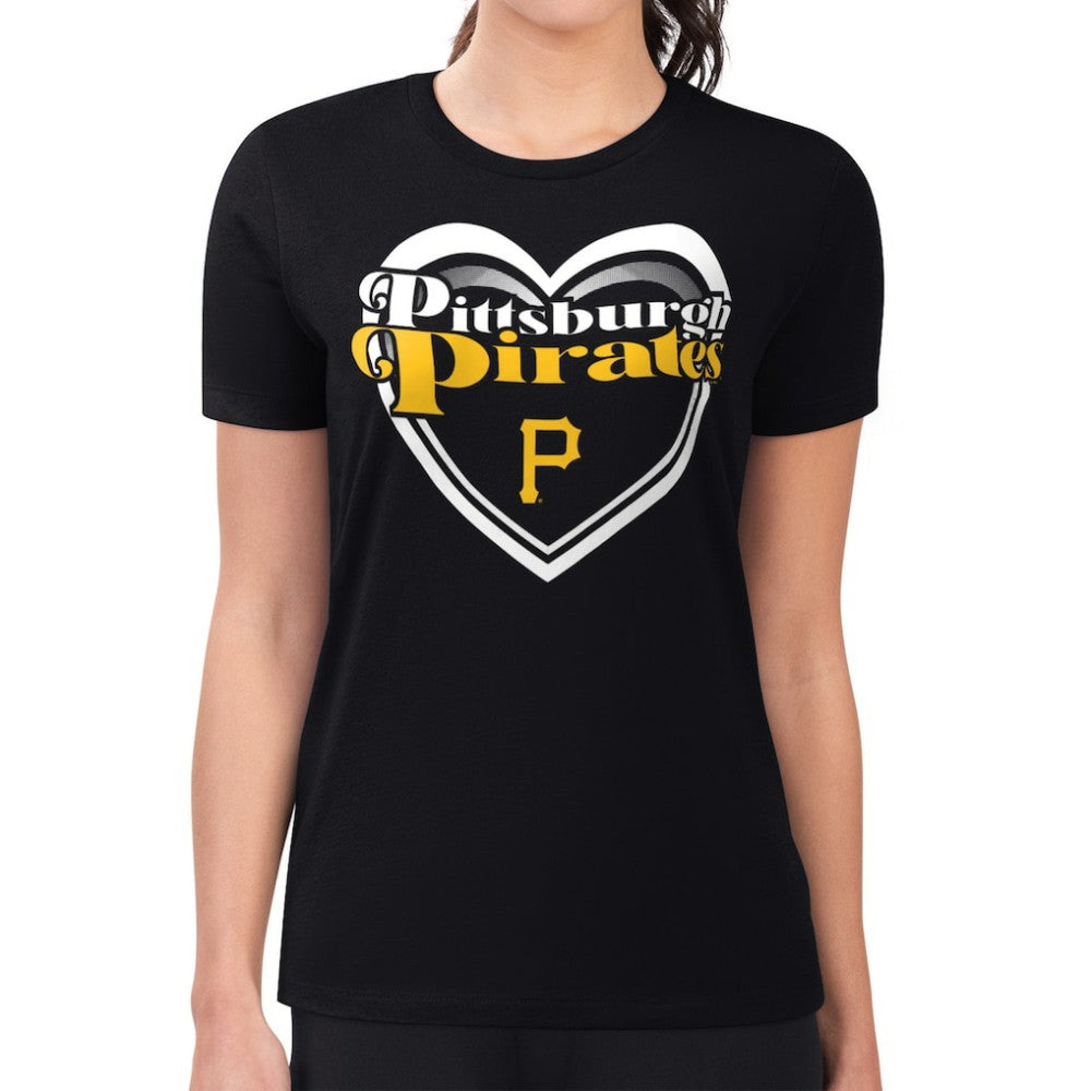 Pittsburgh Pirates G-III 4Her by Carl Banks Women's Super-Slim Fit Lightweight Double Heart T-Shirt - MLB