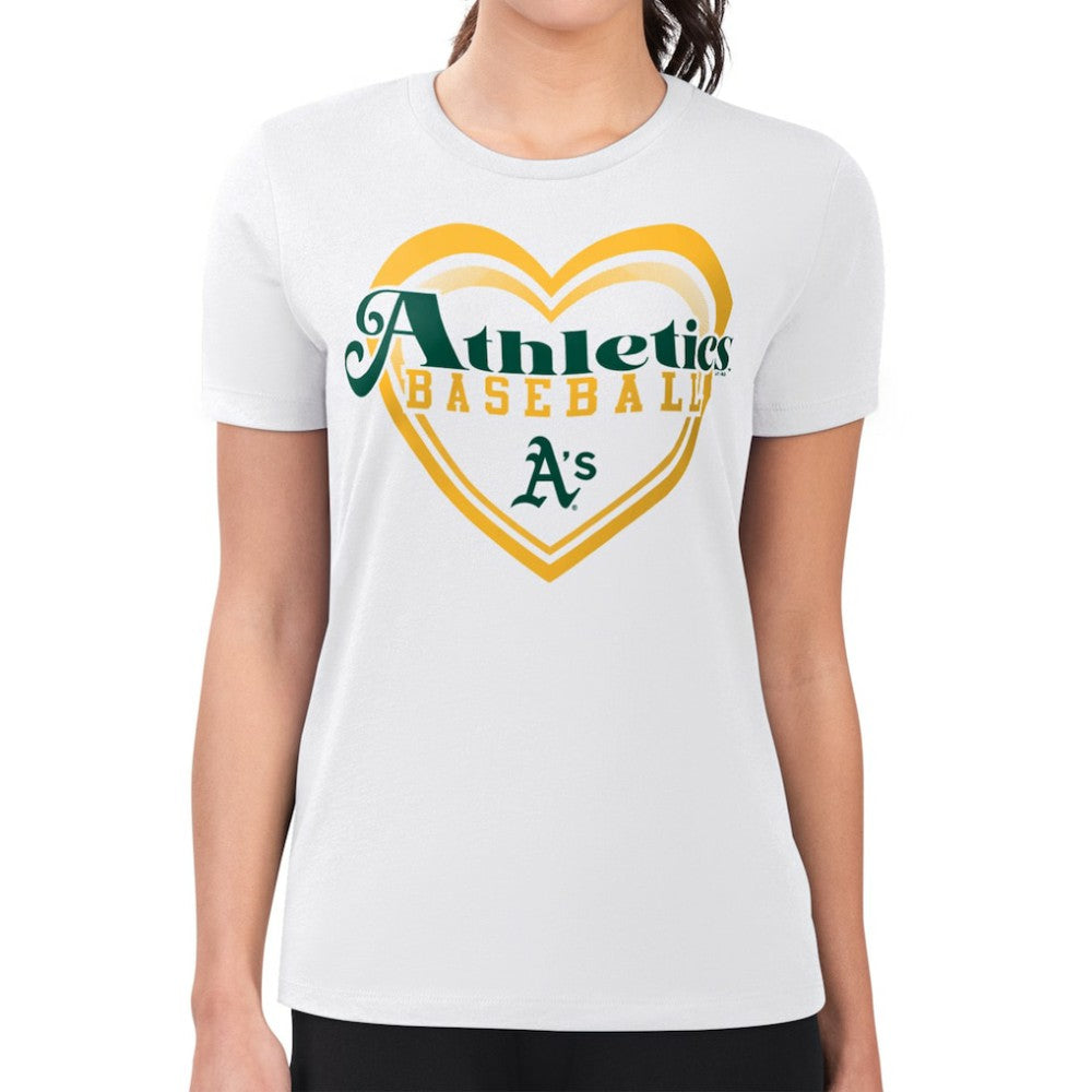 Athletics G-III 4Her by Carl Banks Women's Super-Slim Fit Lightweight Double Heart T-Shirt - MLB