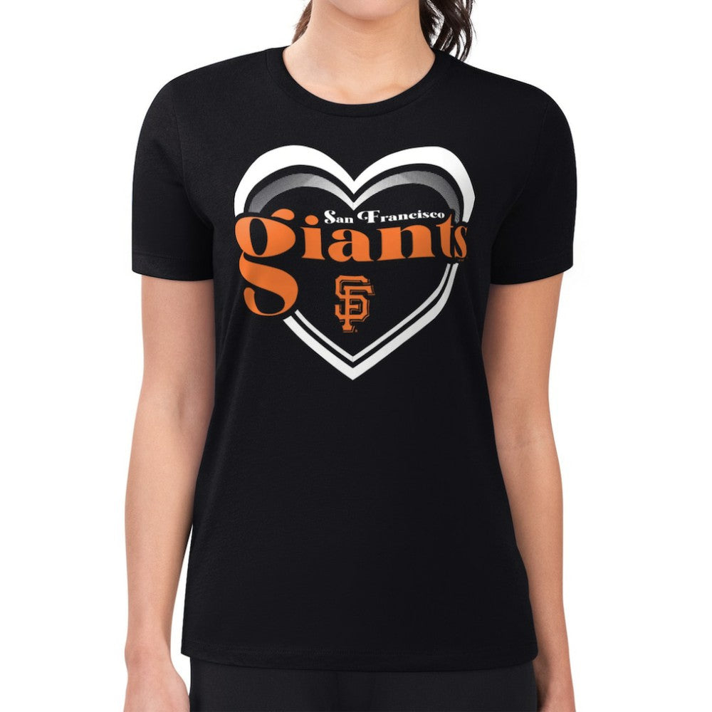 San Francisco Giants G-III 4Her by Carl Banks Women's Super-Slim Fit Lightweight Double Heart T-Shirt - MLB