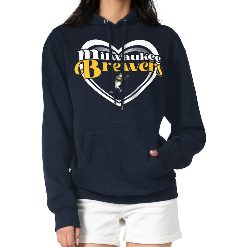 Milwaukee Brewers G-III 4Her by Carl Banks Women's Double Heart Fleece Pullover Hoodie - MLB
