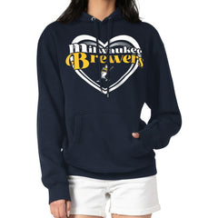Milwaukee Brewers G-III 4Her by Carl Banks Women's Double Heart Fleece Pullover Hoodie - MLB