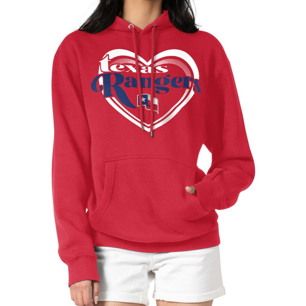 Texas Rangers G-III 4Her by Carl Banks Women's Double Heart Fleece Pullover Hoodie - MLB