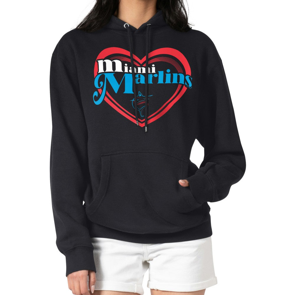 Miami Marlins G-III 4Her by Carl Banks Women's Double Heart Fleece Pullover Hoodie - MLB