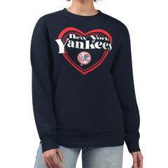 New York Yankees G-III 4Her by Carl Banks Women's Double Heart Fleece Pullover Sweatshirt - MLB