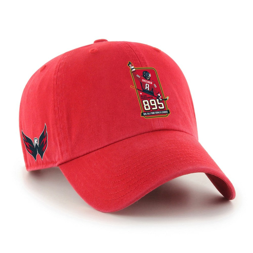 Alexander Ovechkin Washington Capitals '47 895 Most Goals of All Time Clean Up Adjustable Hat - Red - NHL