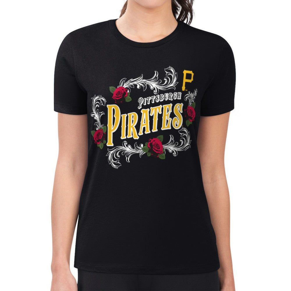 Pittsburgh Pirates G-III 4Her by Carl Banks Women's Super-Slim Fit Lightweight Retro Roses T-Shirt - MLB