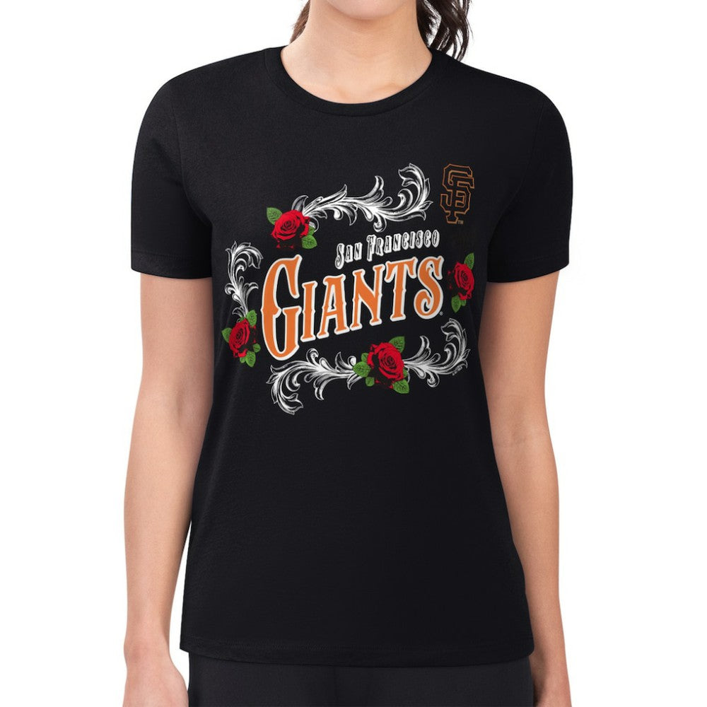 San Francisco Giants G-III 4Her by Carl Banks Women's Super-Slim Fit Lightweight Retro Roses T-Shirt - MLB
