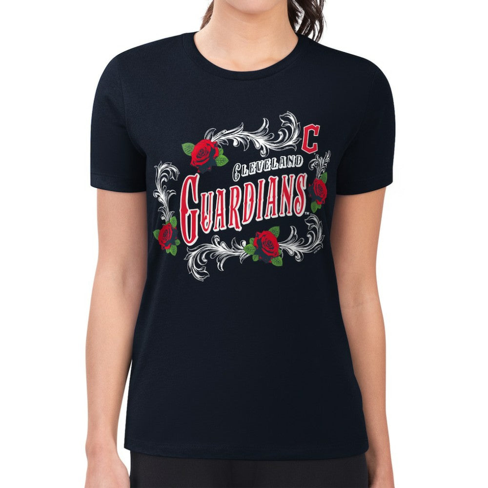 Cleveland Guardians G-III 4Her by Carl Banks Women's Super-Slim Fit Lightweight Retro Roses T-Shirt - MLB