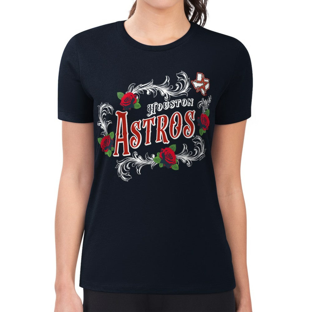 Houston Astros G-III 4Her by Carl Banks Women's Super-Slim Fit Lightweight Retro Roses T-Shirt - MLB