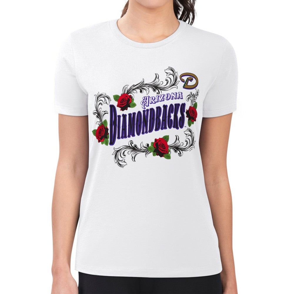 Arizona Diamondbacks G-III 4Her by Carl Banks Women's Super-Slim Fit Lightweight Retro Roses T-Shirt - MLB